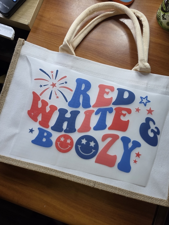 Handbags - Red White & Boozy Canvas Tote Bag - Patriotic Red and Blue